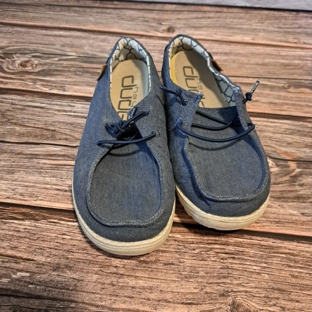 Hey Dude Wendy Youth Sparkling Denim Navy Blue Slip On Loafers Shoes Size Y1-L2